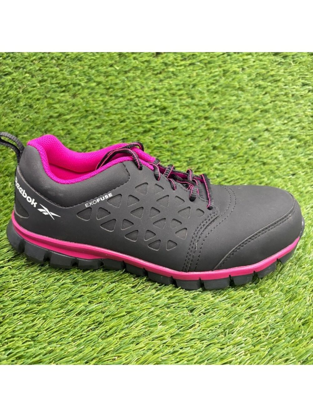 Reebok Sublite Cushion Womens Size 8 Black Pink Composite Toe Safety Work Shoes